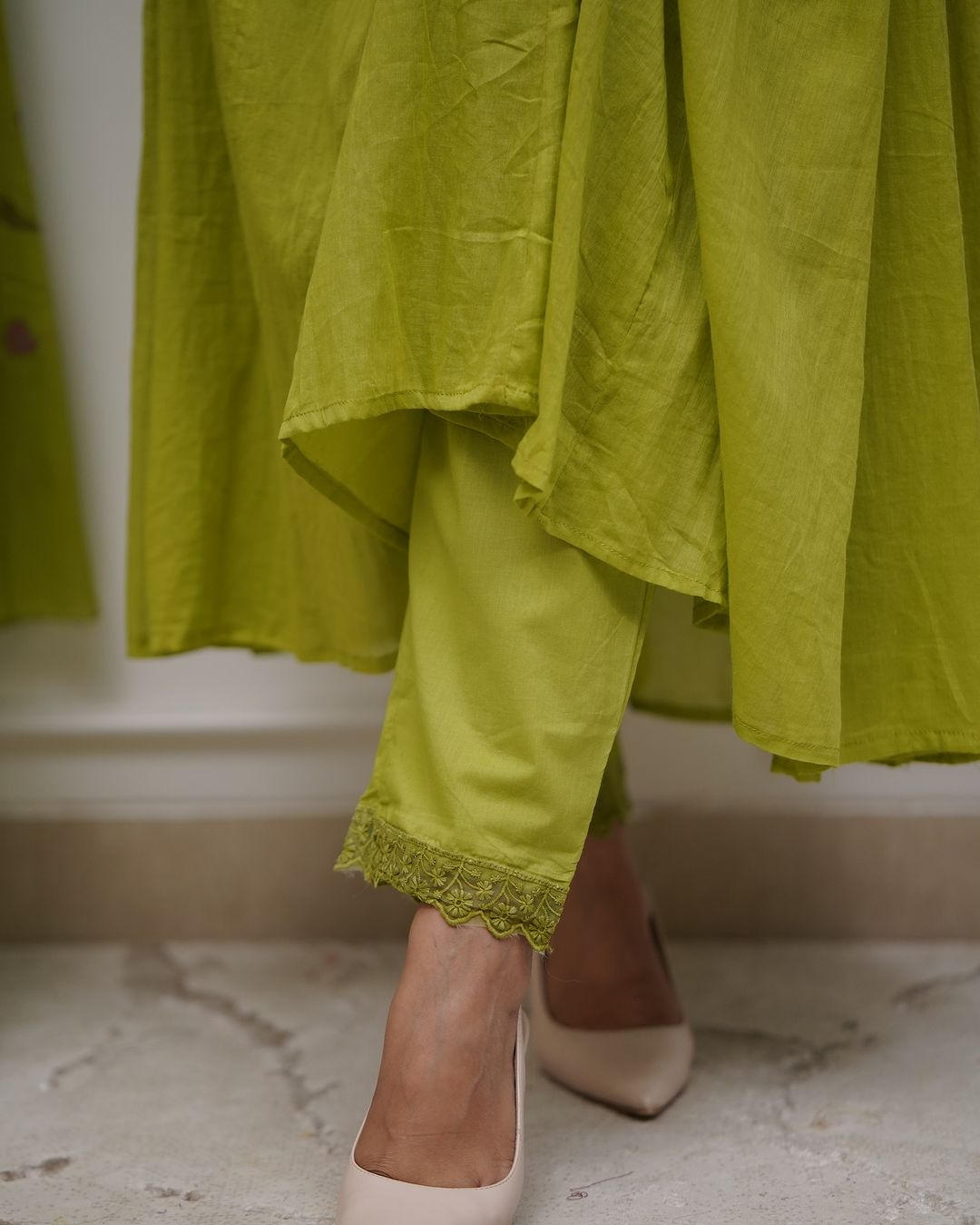Green Color Beautiful And Elegant In Our Best Cotton Suit Set.