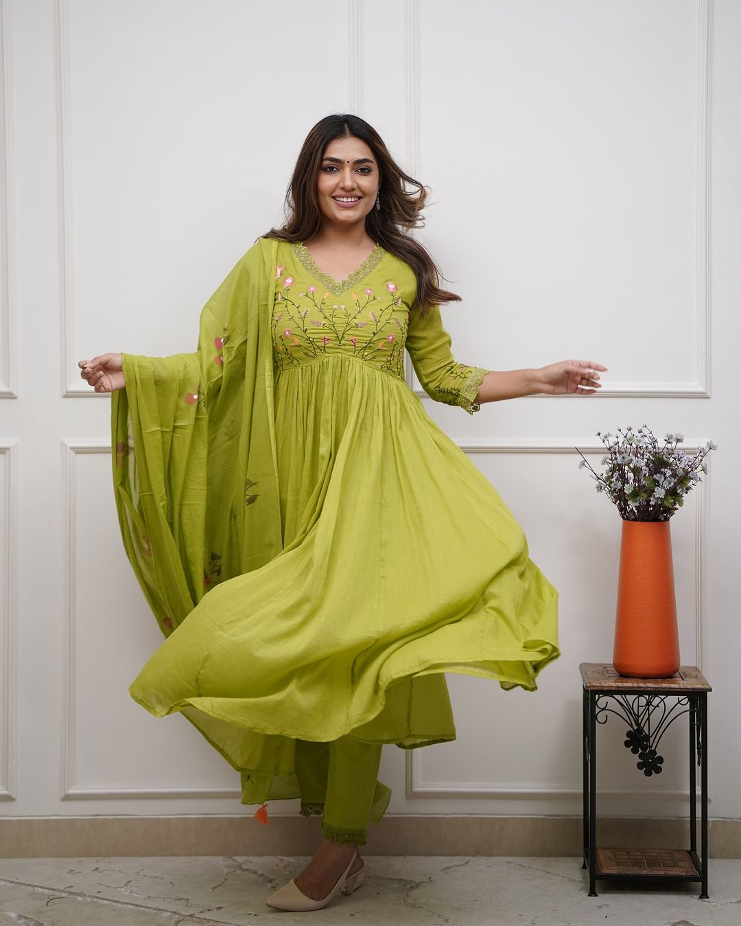 Green Color Beautiful And Elegant In Our Best Cotton Suit Set.