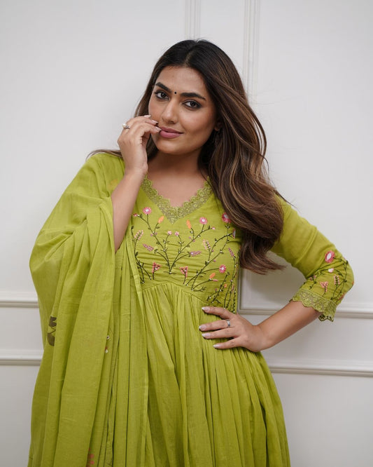 Green Color Beautiful And Elegant In Our Best Cotton Suit Set.