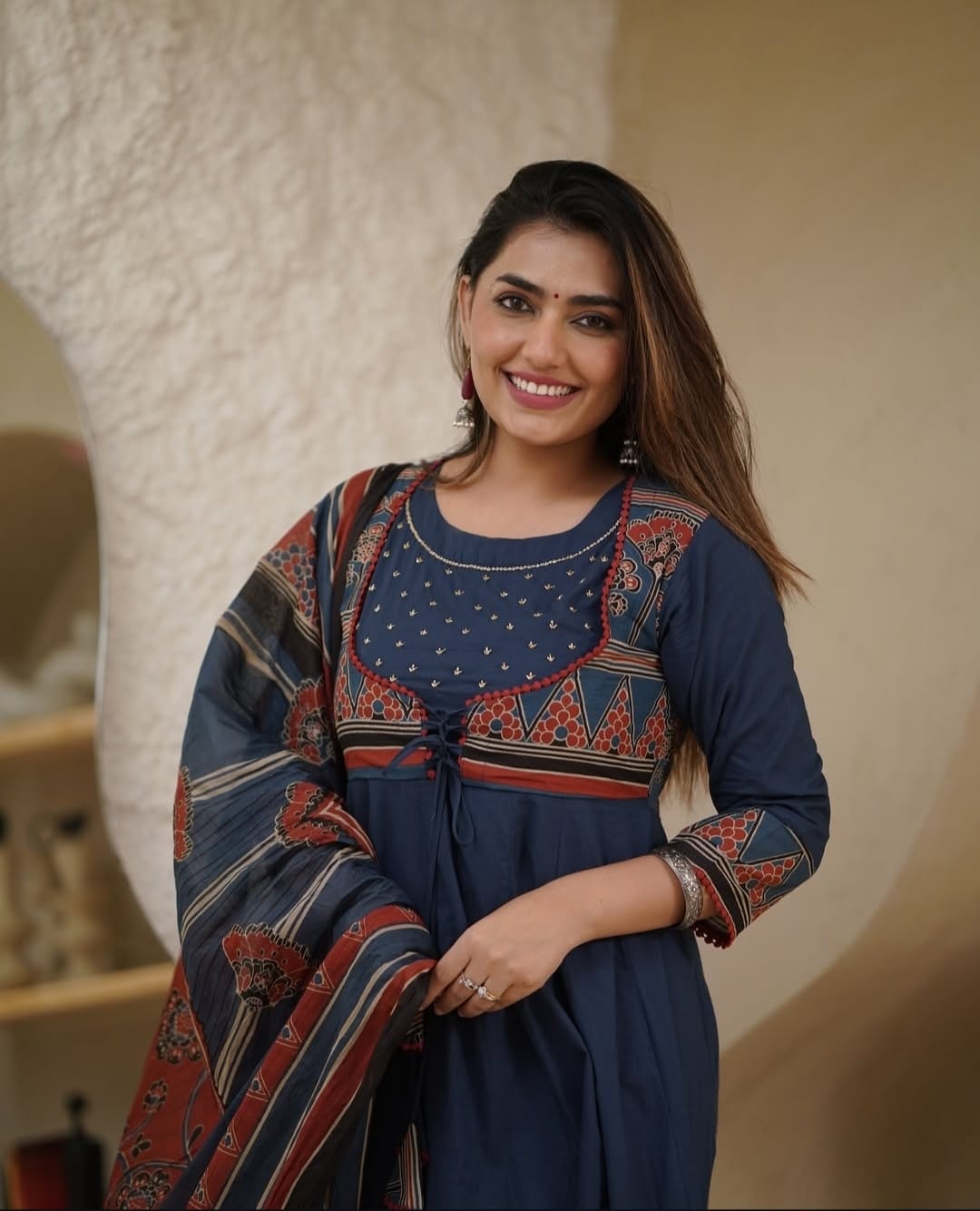 Libas India Premium Printed With Hand Work Anarkali Kurta Set