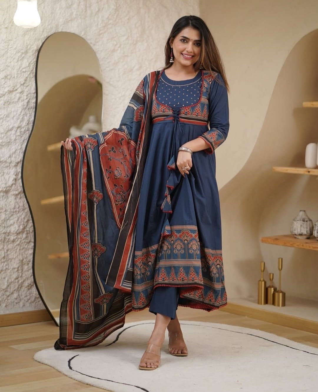 Libas India Premium Printed With Hand Work Anarkali Kurta Set
